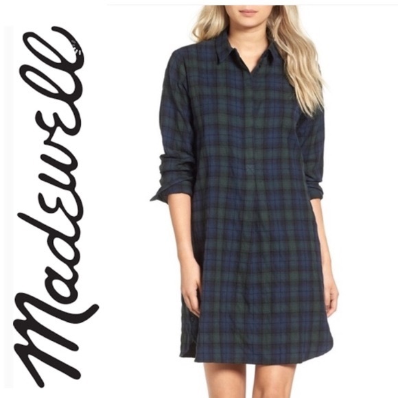 Madewell Dresses & Skirts - Madewell Plaid Button Down Wool Shirt Dress